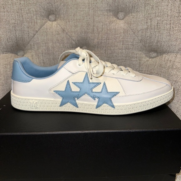 Amiri Pacific Leather Sneakers Sky Blue $575 size 14(47) - Picture 1 of 16